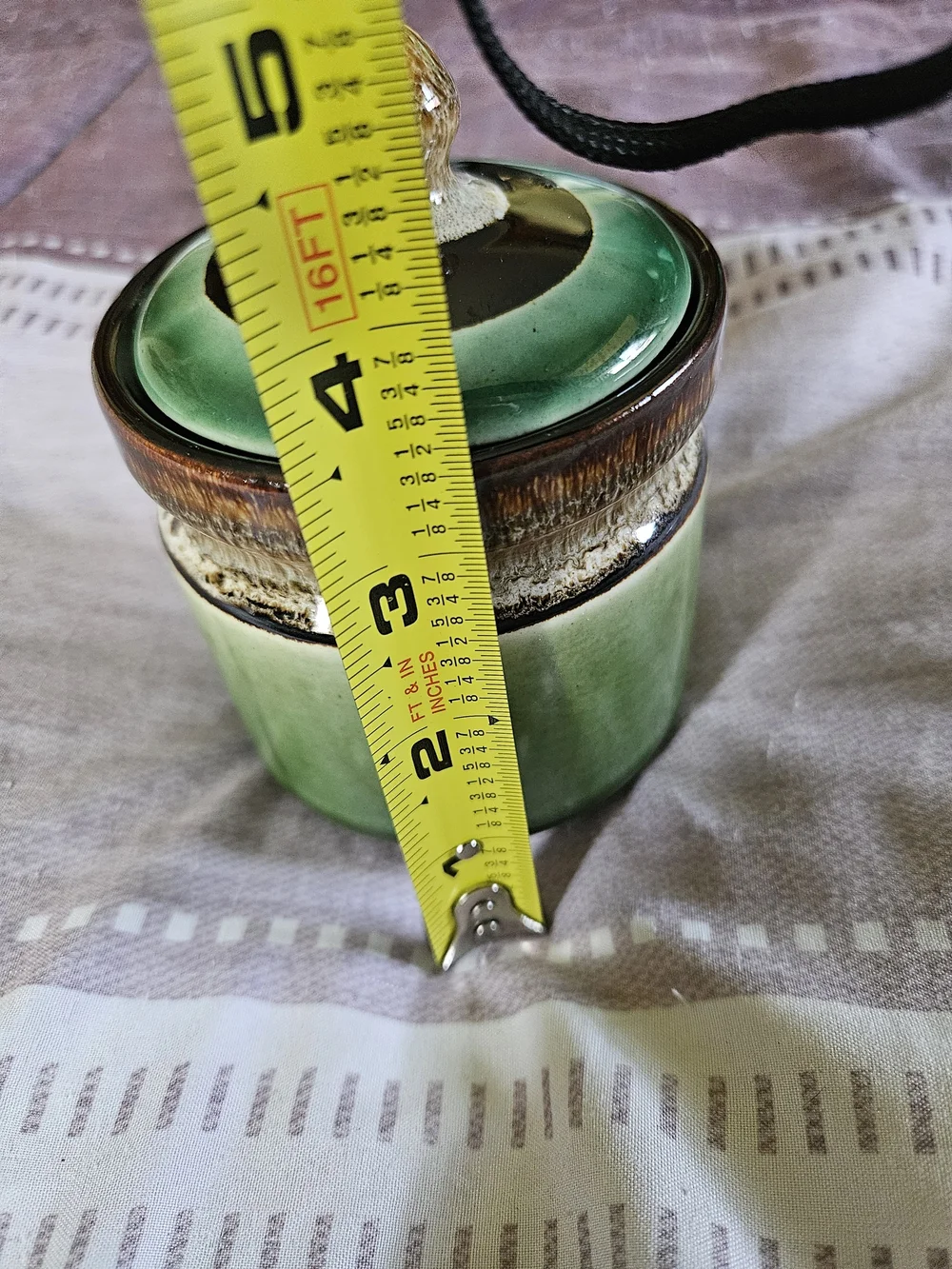 Green Ceramic Lidded Sugar, Honey Jar with Spoon